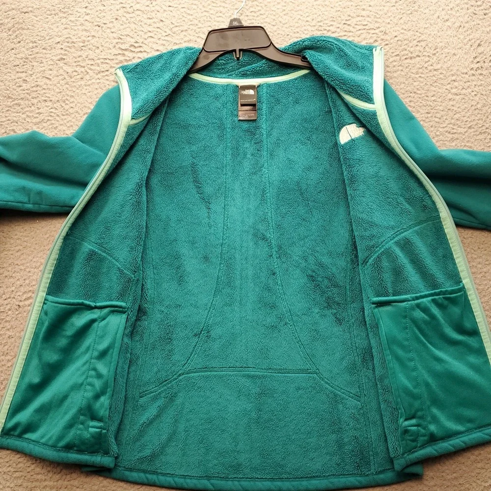 The North Face Jacket Mens‎ Green Fleece Lined Mock Neck Embroidered Logo Zipper